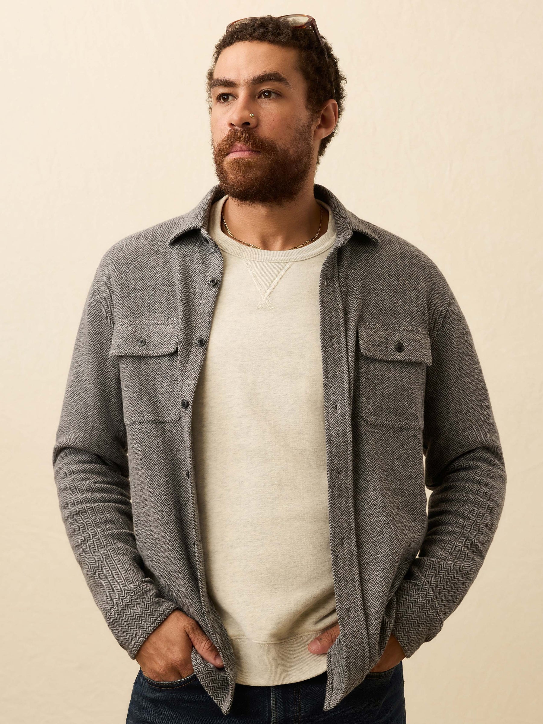 Legend Sweater Shirt- Alpine Grey Herringbone